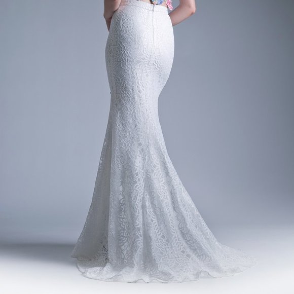 Two Piece Off Shoulder Mermaid Prom Dress CDCA314 - Picture 3 of 5